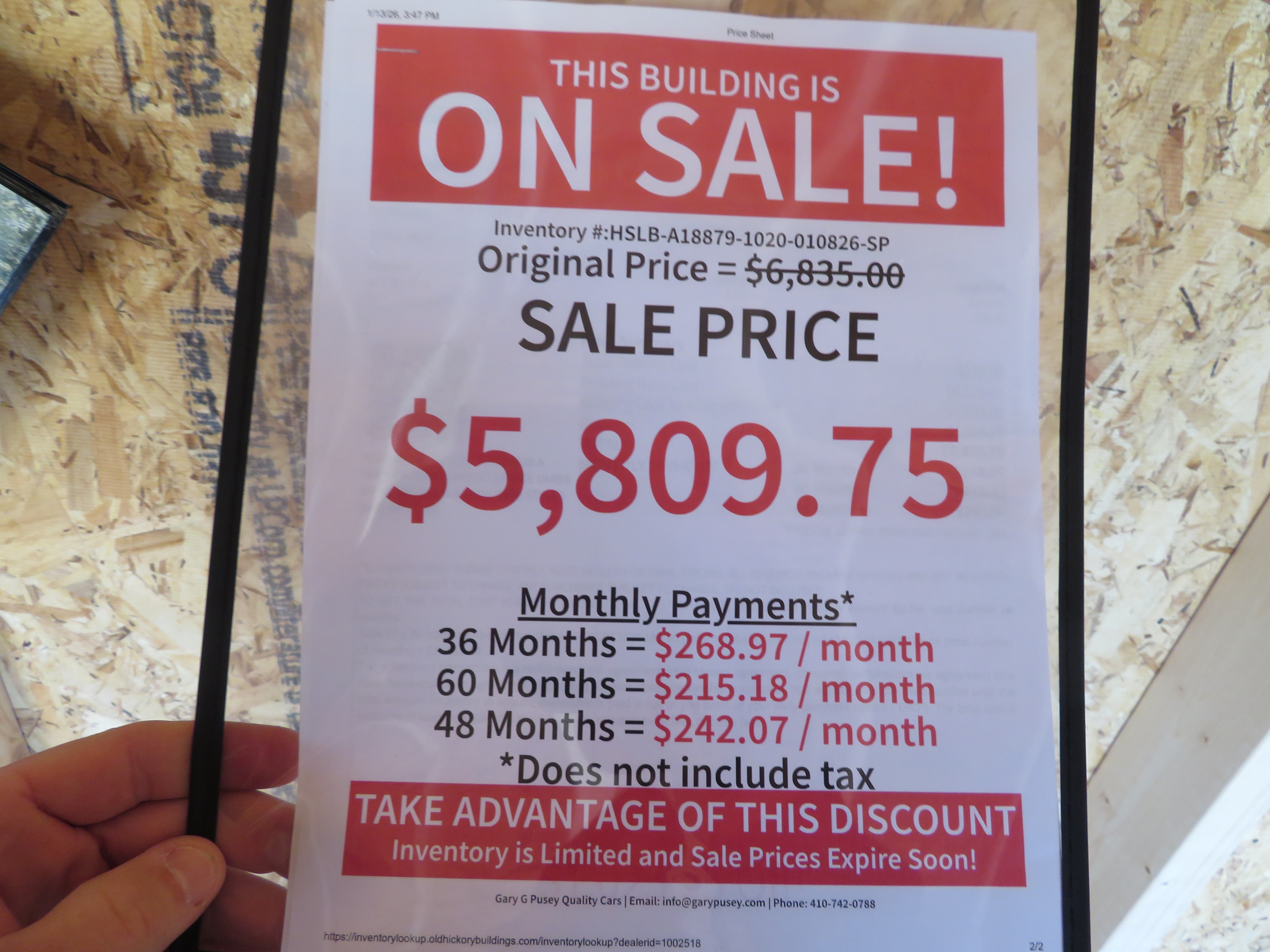 10x20 Old Hickory Buildings Side Lofted Barn