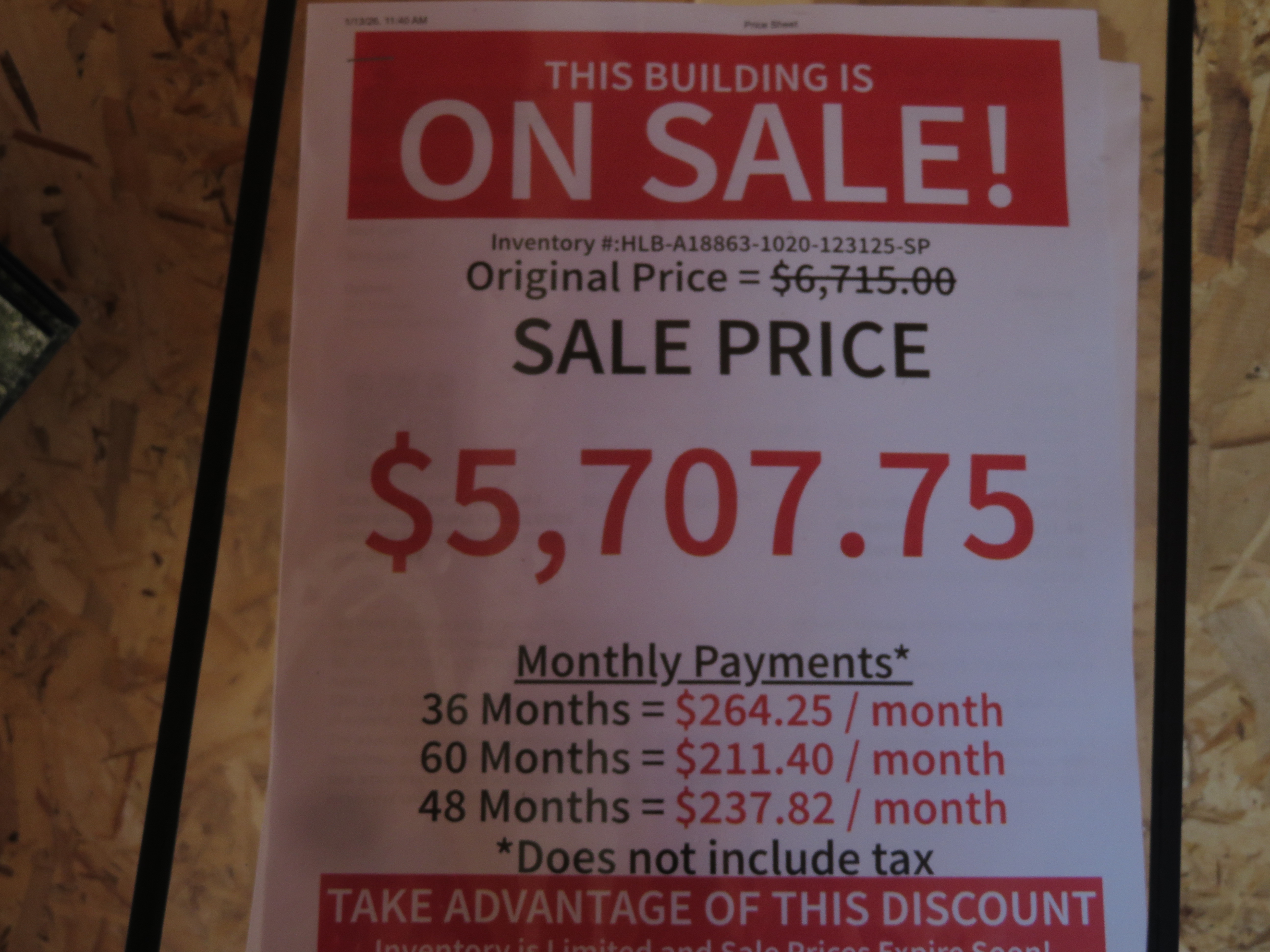 10x20 Old Hickory Buildings Lofted Barn