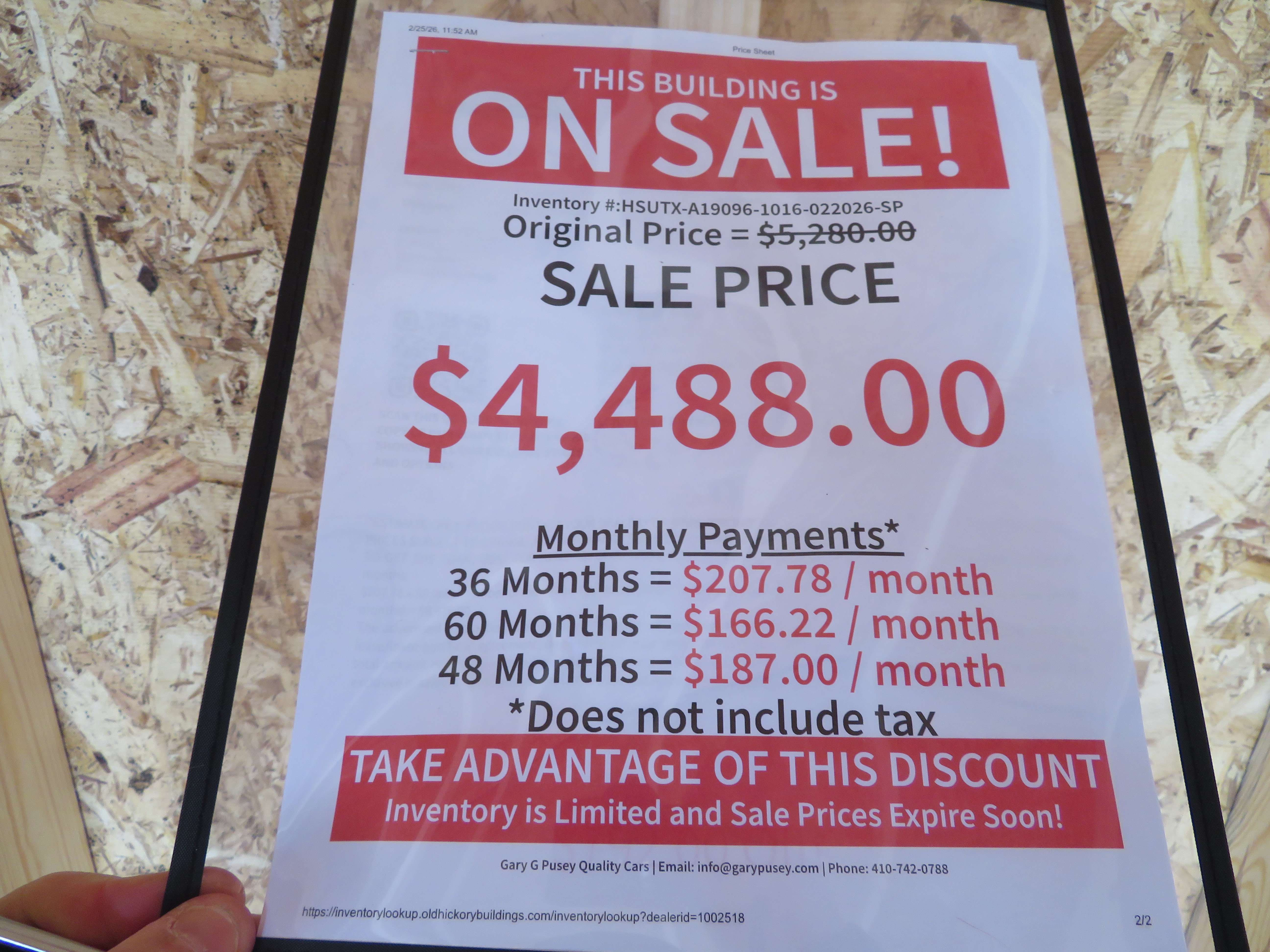 10x16 Old Hickory Buildings Side Utility