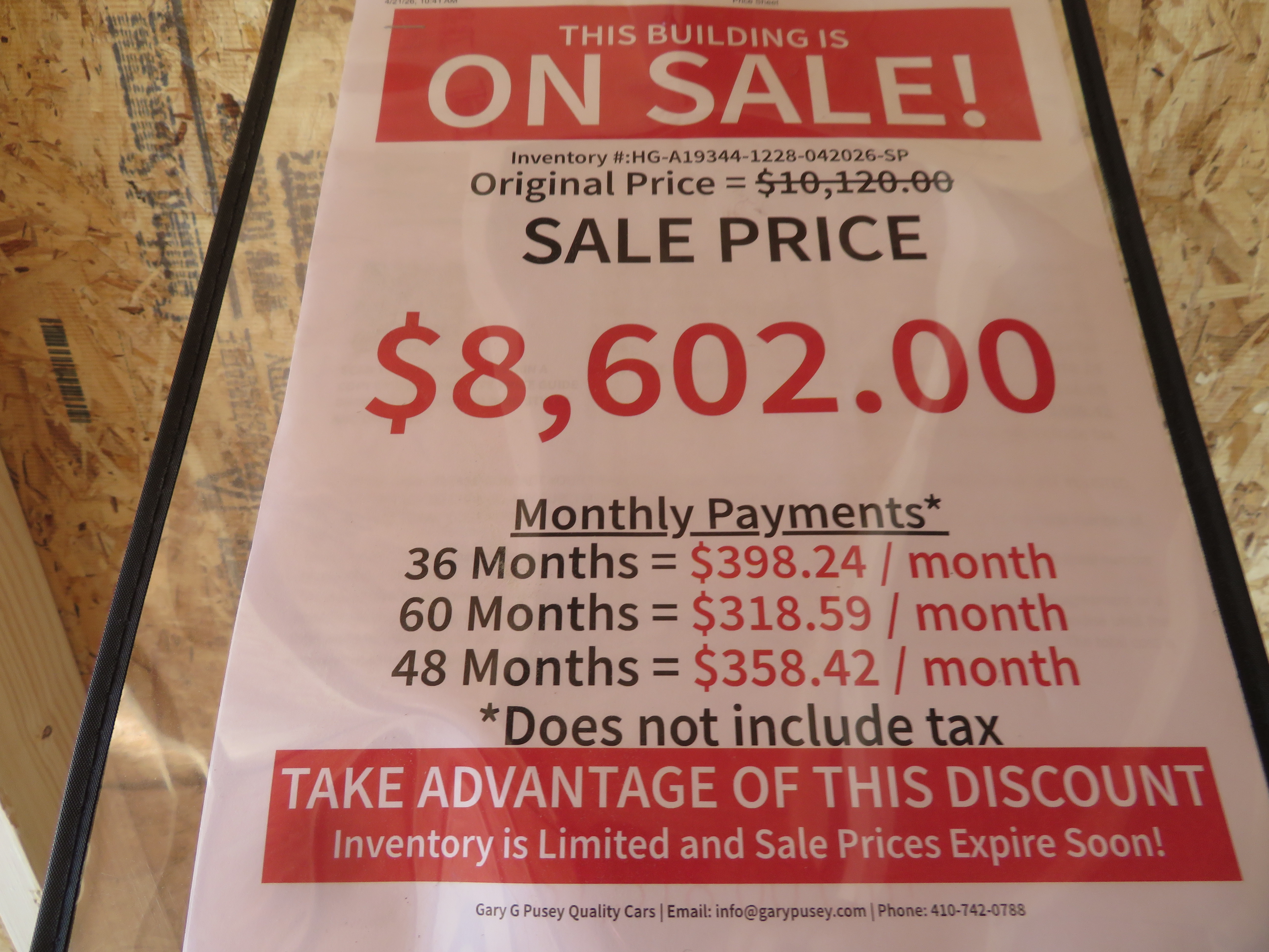 12x28 Old Hickory Buildings Utility Garage Package