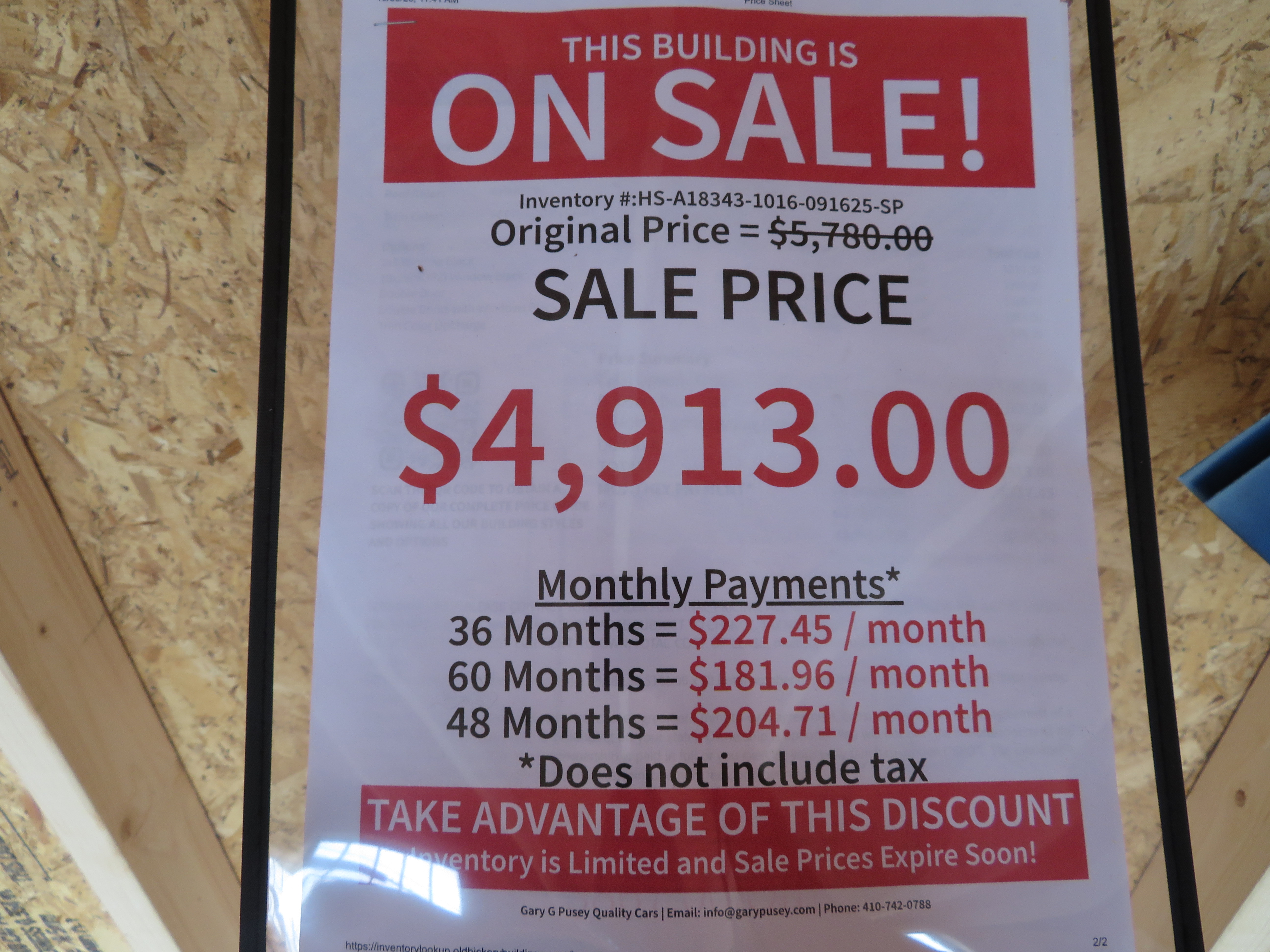 10x16 Old Hickory Buildings Single Slope Shed