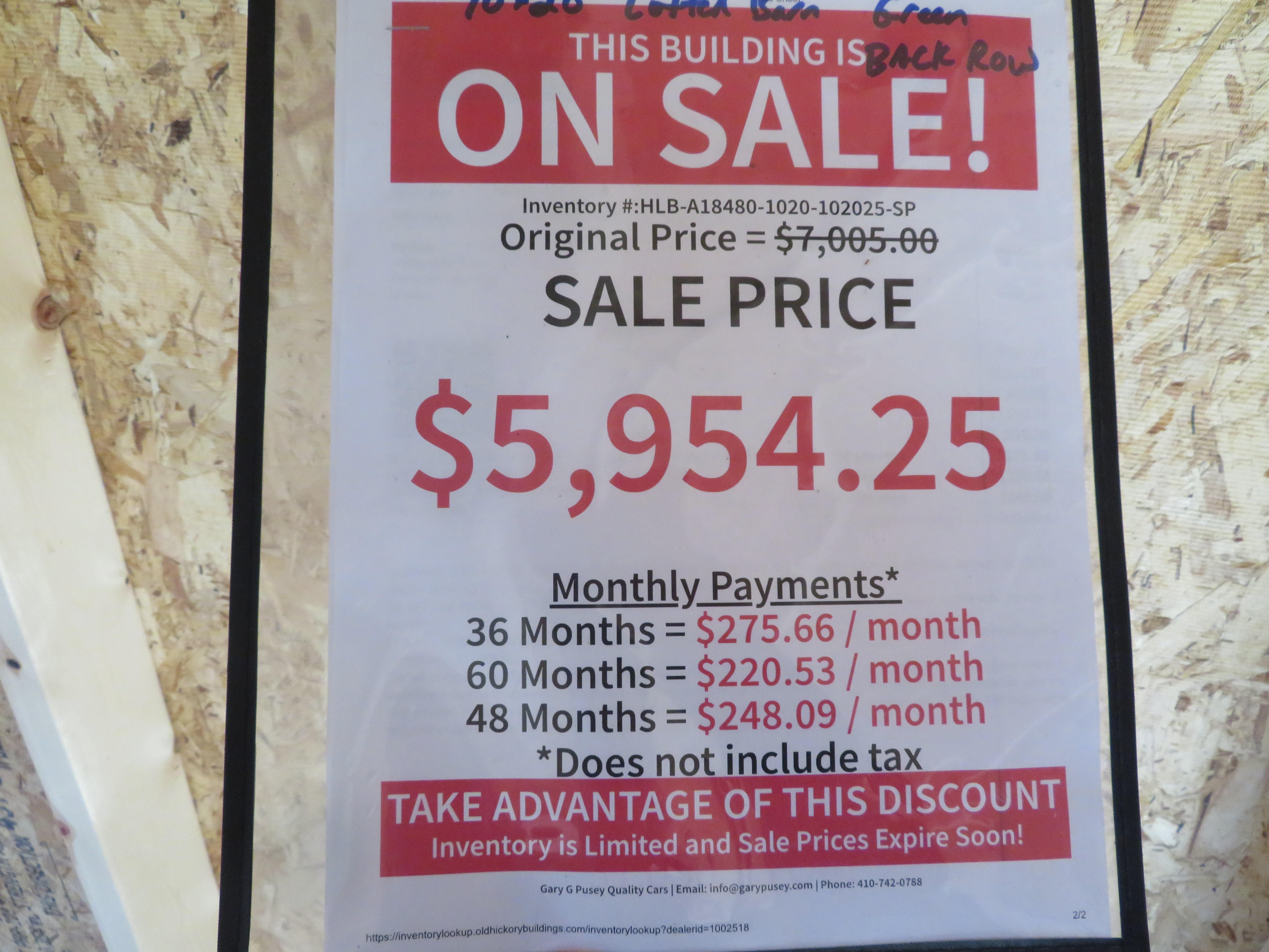 10x20 Old Hickory Buildings Lofted Barn