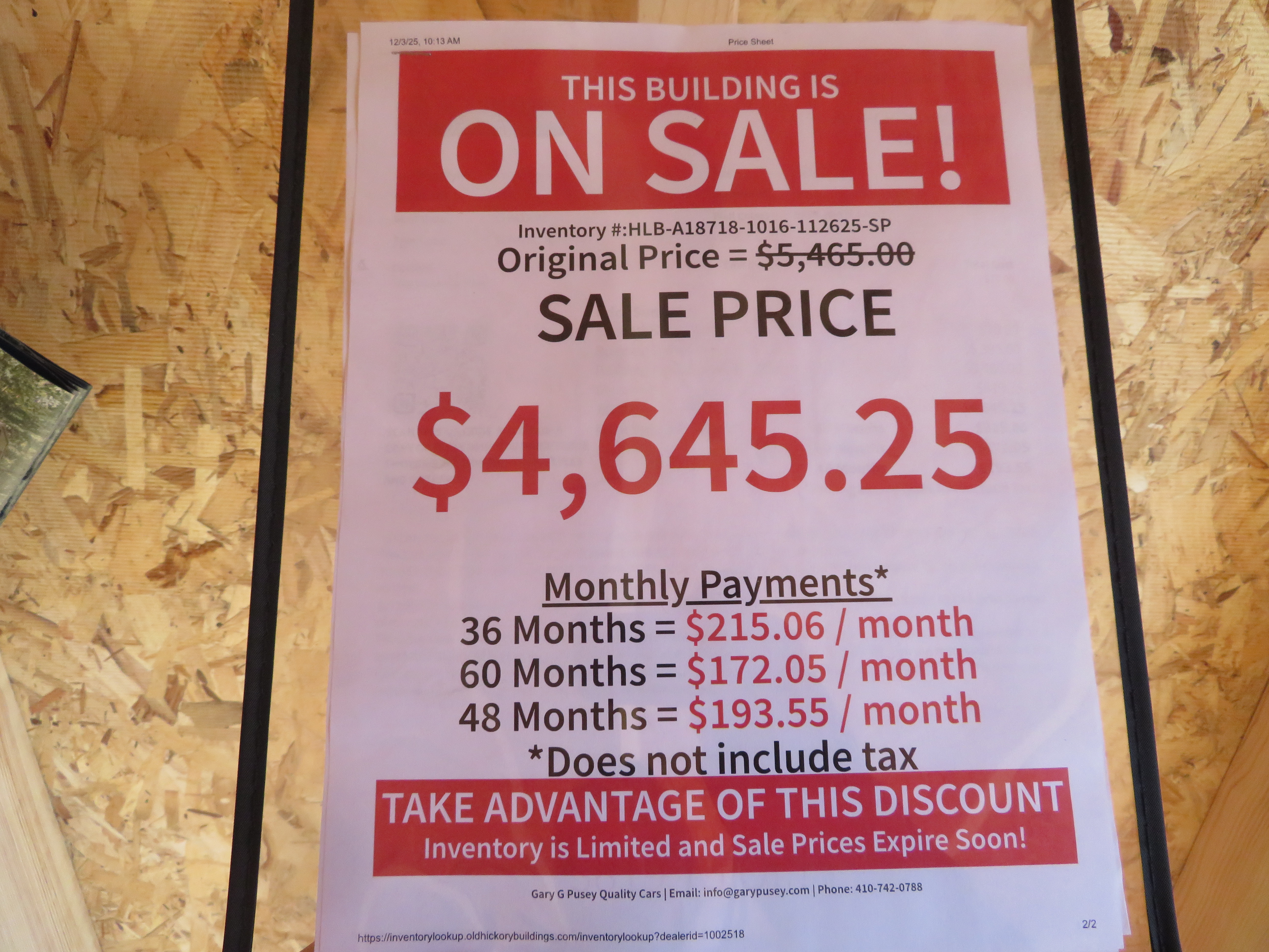 10x16 Old Hickory Buildings Lofted Barn